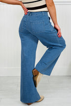 Retro Washed Patch Pocket Loose Jeans