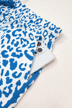 White Leopard Elastic Waist Lace up Contrast Trim Casual Shorts