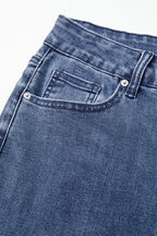Dirty blue High Waist Button Zip Fly Bell Bottom Jeans