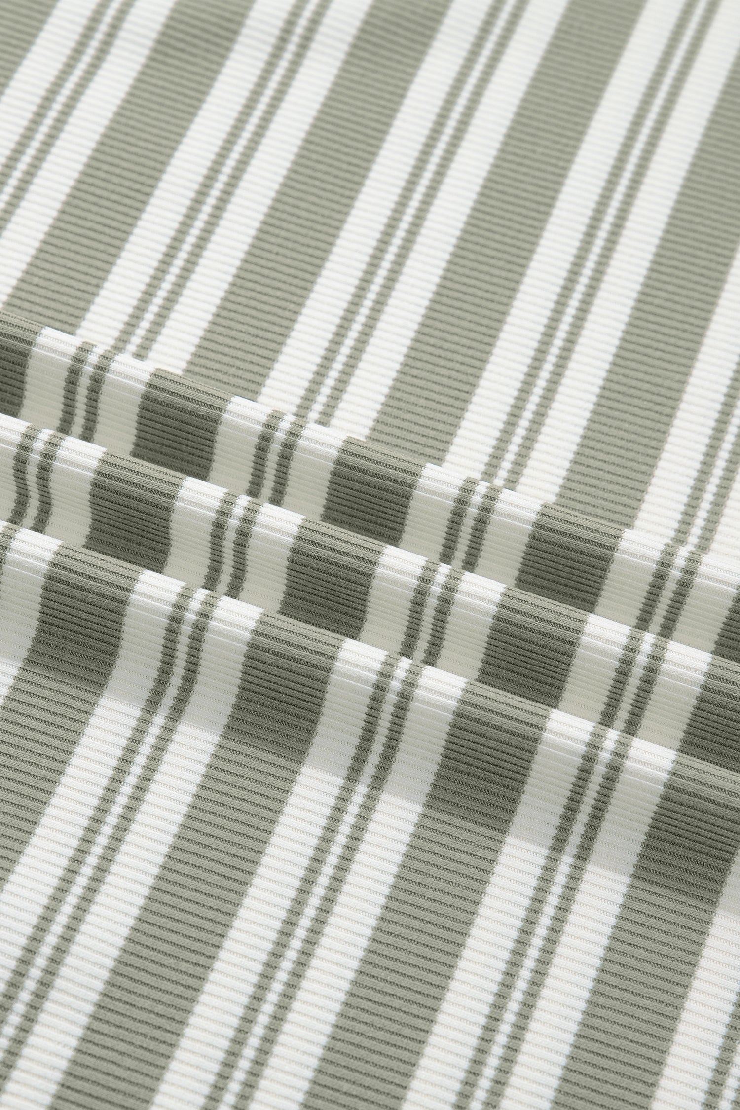 Green Stripe Collared V Neck Short Sleeve T Shirt Midi Dress with Pockets