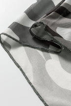 Western Fashion Camouflage Print Mesh Long Sleeve Top