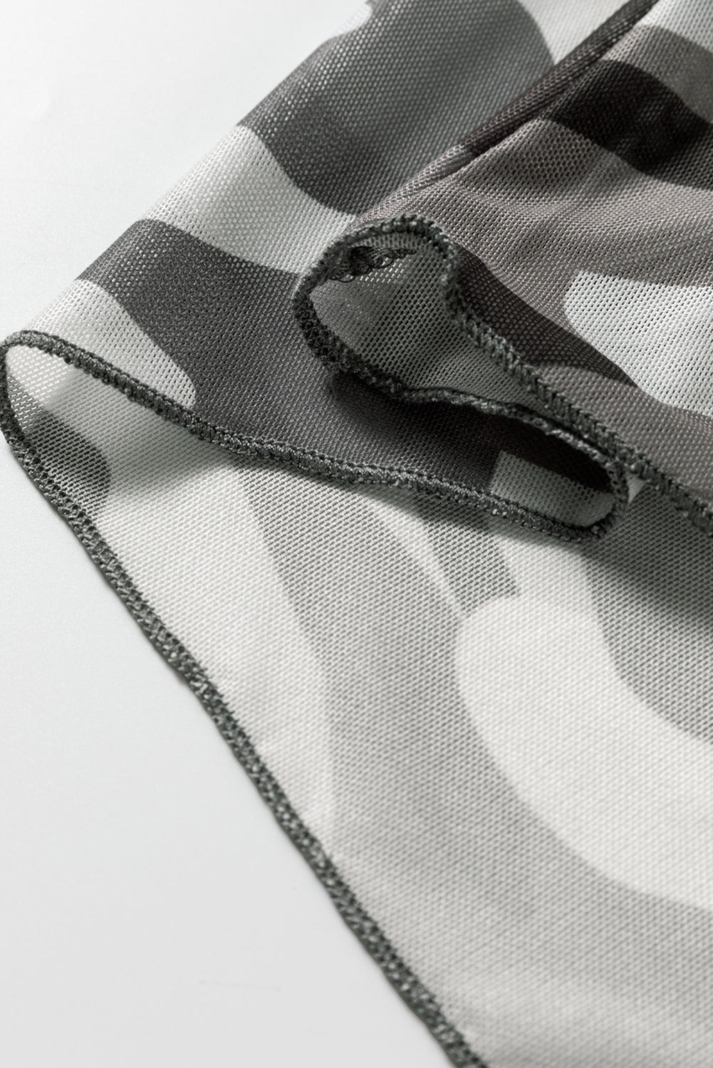 Western Fashion Camouflage Print Mesh Long Sleeve Top