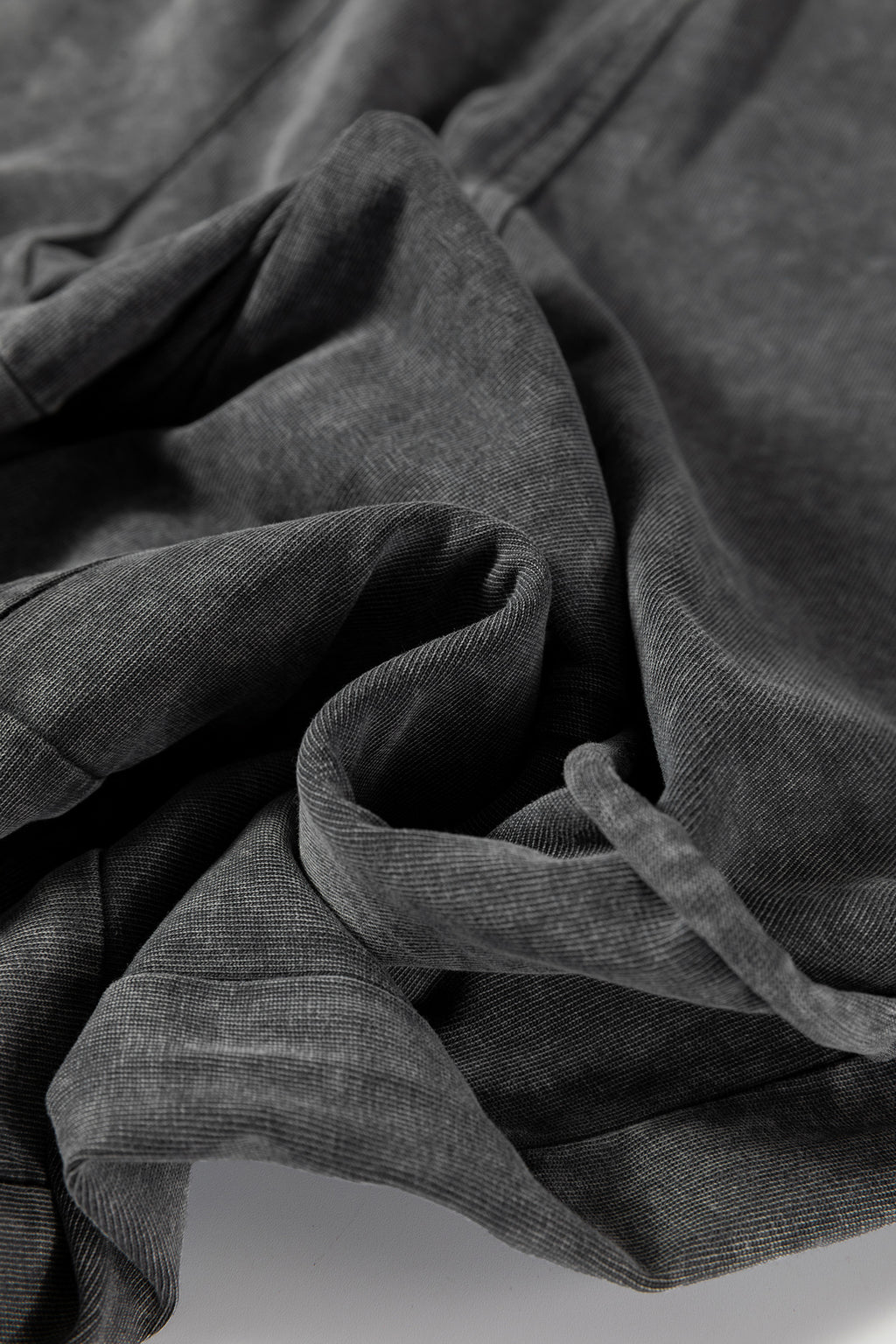 Mineral Wash Lace-up High Waist Raw Hem Patched Pocket Pants