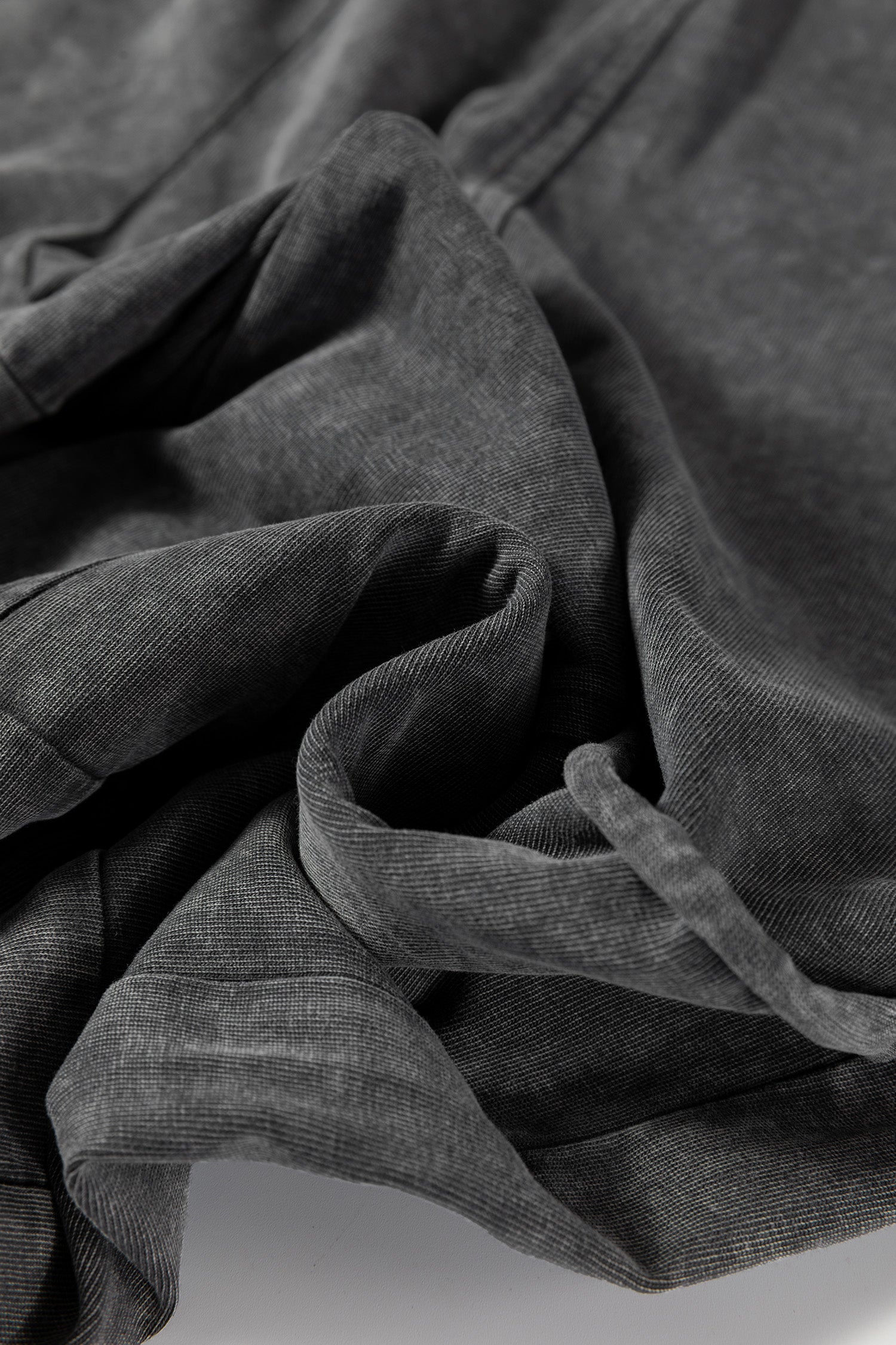 Mineral Wash Lace-up High Waist Raw Hem Patched Pocket Pants