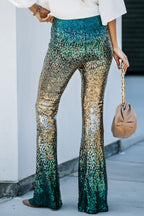 Green Black & Gold Gradient Sequined Pants