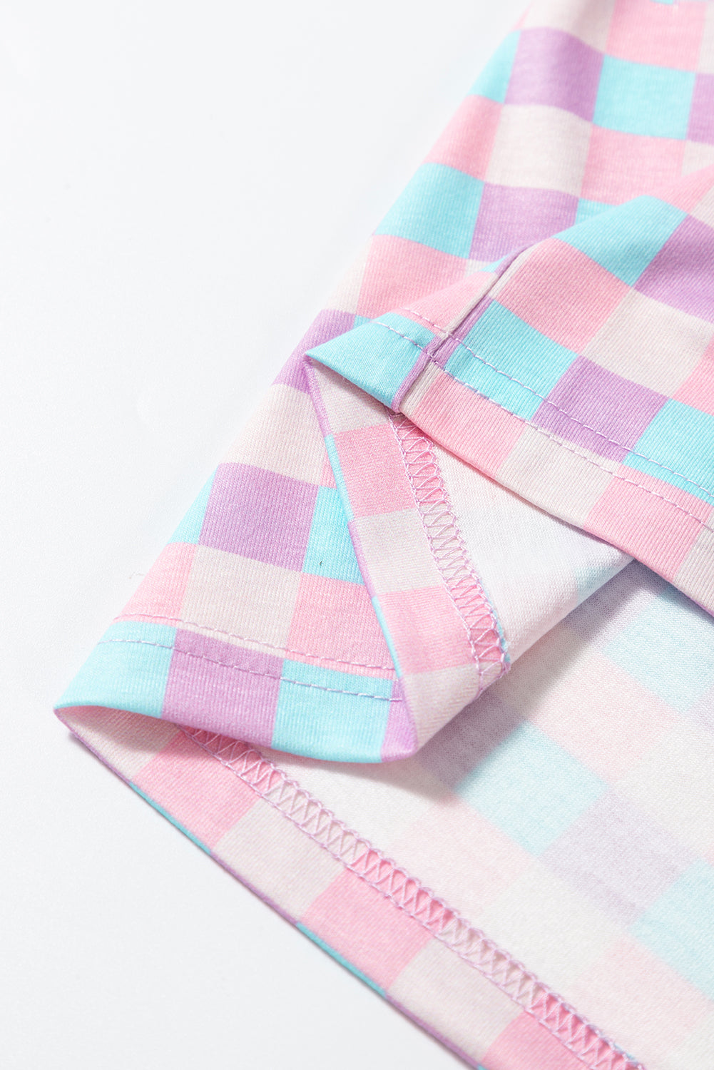 Purple Checkered Pattern Short Sleeve Pyjamas Set