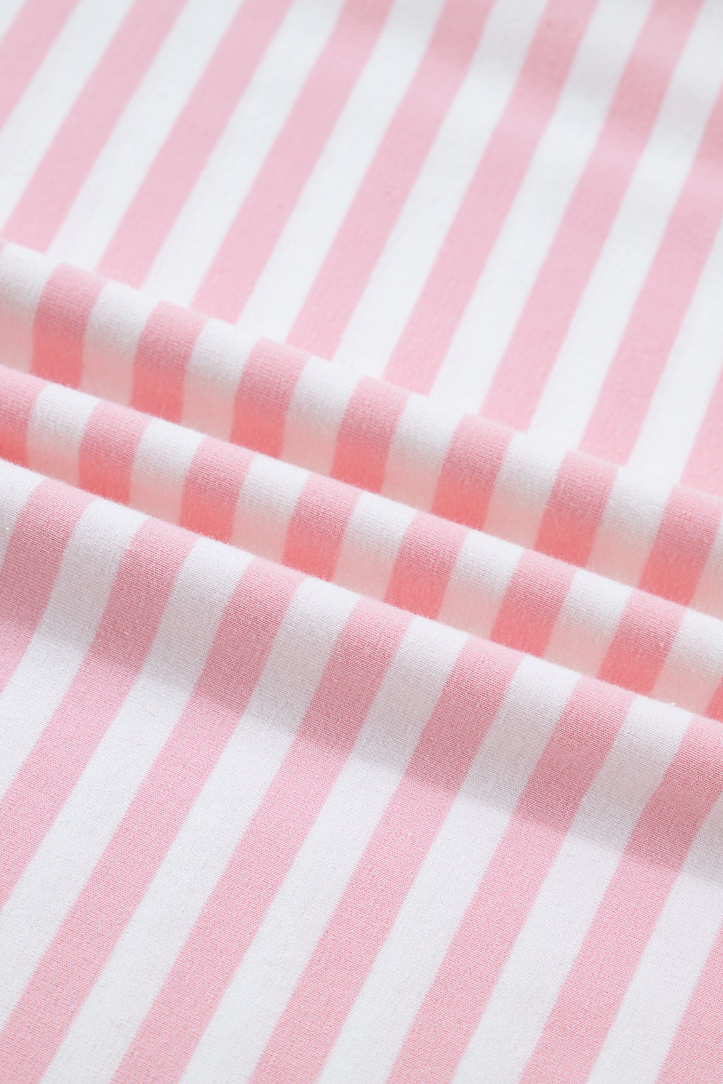 Pink Stripe Drop Shoulder Round Neck Top and Buttoned Straight Pants Two Piece Set