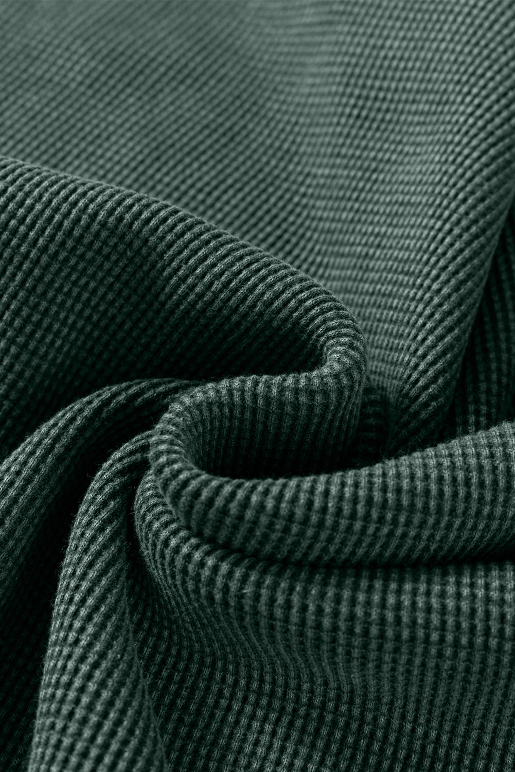 Bright Pink Waffle Knit Patchwork Long Sleeve Loose Top