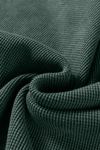 Bright Pink Waffle Knit Patchwork Long Sleeve Loose Top