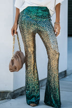 Green Black & Gold Gradient Sequined Pants