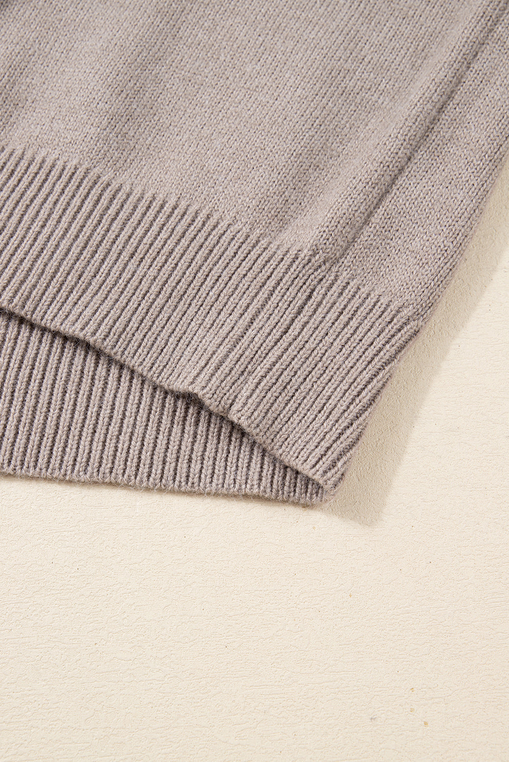 Beige Embroidered Floral Sleeve Round Neck Loose Sweater