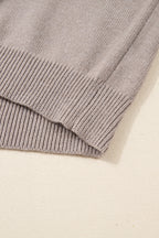 Beige Embroidered Floral Sleeve Round Neck Loose Sweater