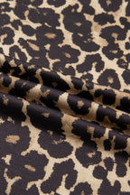 Apricot Leopard Print Contrast Varsity Striped Detail Loose T Shirt Dress