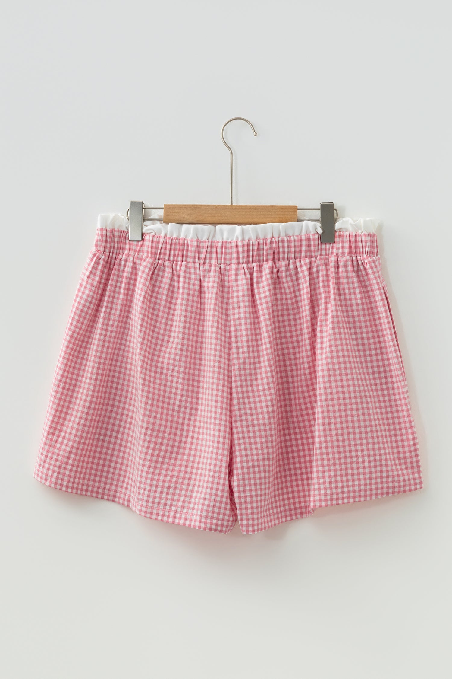 Contrast Trim Plaid Print Plus Size Shorts