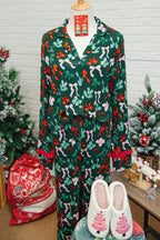 Green Festive Bow Print 2pcs Pyjama Pant Set