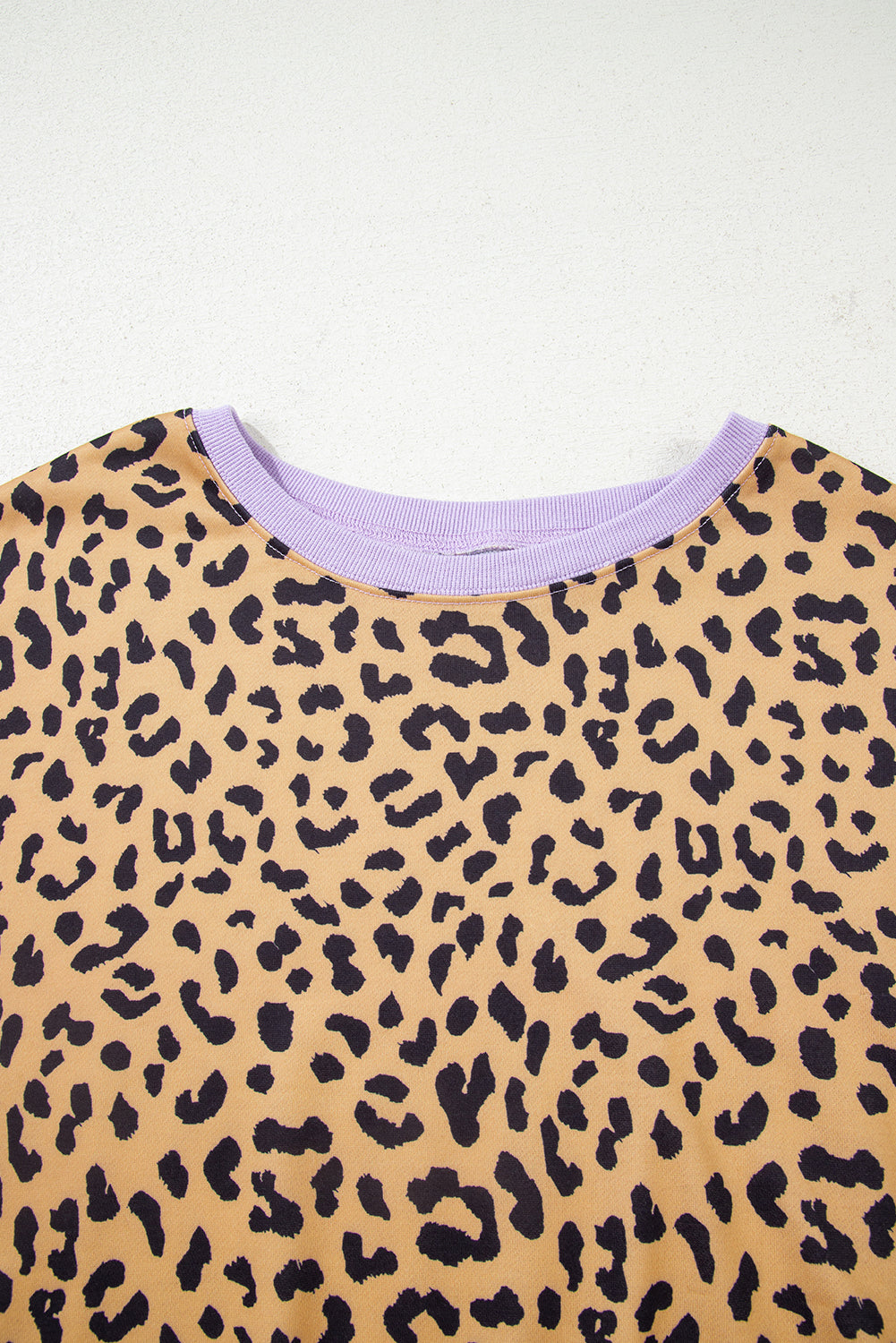 Purple Leopard Striped Patchwork Plus Size Loose Sweatshirt