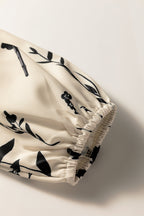 Khaki Botanical Floral Print Split Neck Long Sleeve Blouse