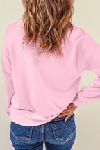 Pink Valentine LOVE Chenille Embroidered Sweatshirt