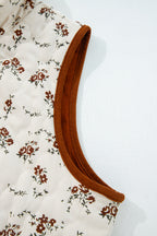Apricot Floral Print Zip Up Quilted Vest