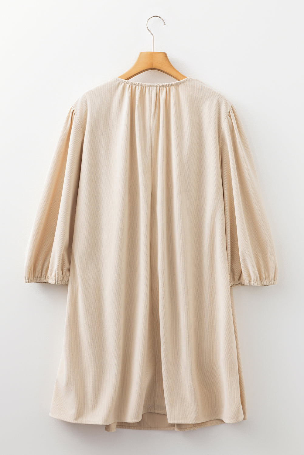 Parchment Notched Neck Scallop Detail Plus Size Mini Dress