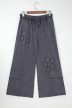 Flower Patch Mineral Washed Terry Knit Cropped Wide Leg Pants
