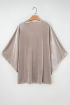 Smoke Gray 3/4 Sleeve Open Front Velvet Kimono