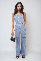 Giselle Multi Pockets Strapless Cargo Jumpsuit