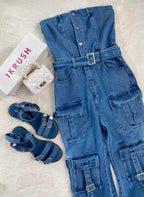 Giselle Multi Pockets Strapless Cargo Jumpsuit