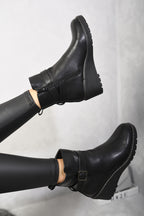 isabel Side Zip Low Wedge Chelsea Ankle Boots