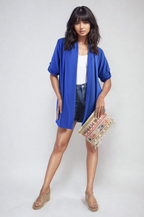 Vivian Open Front Roll Up Sleeve Cardigan