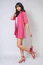 Vivian Open Front Roll Up Sleeve Cardigan