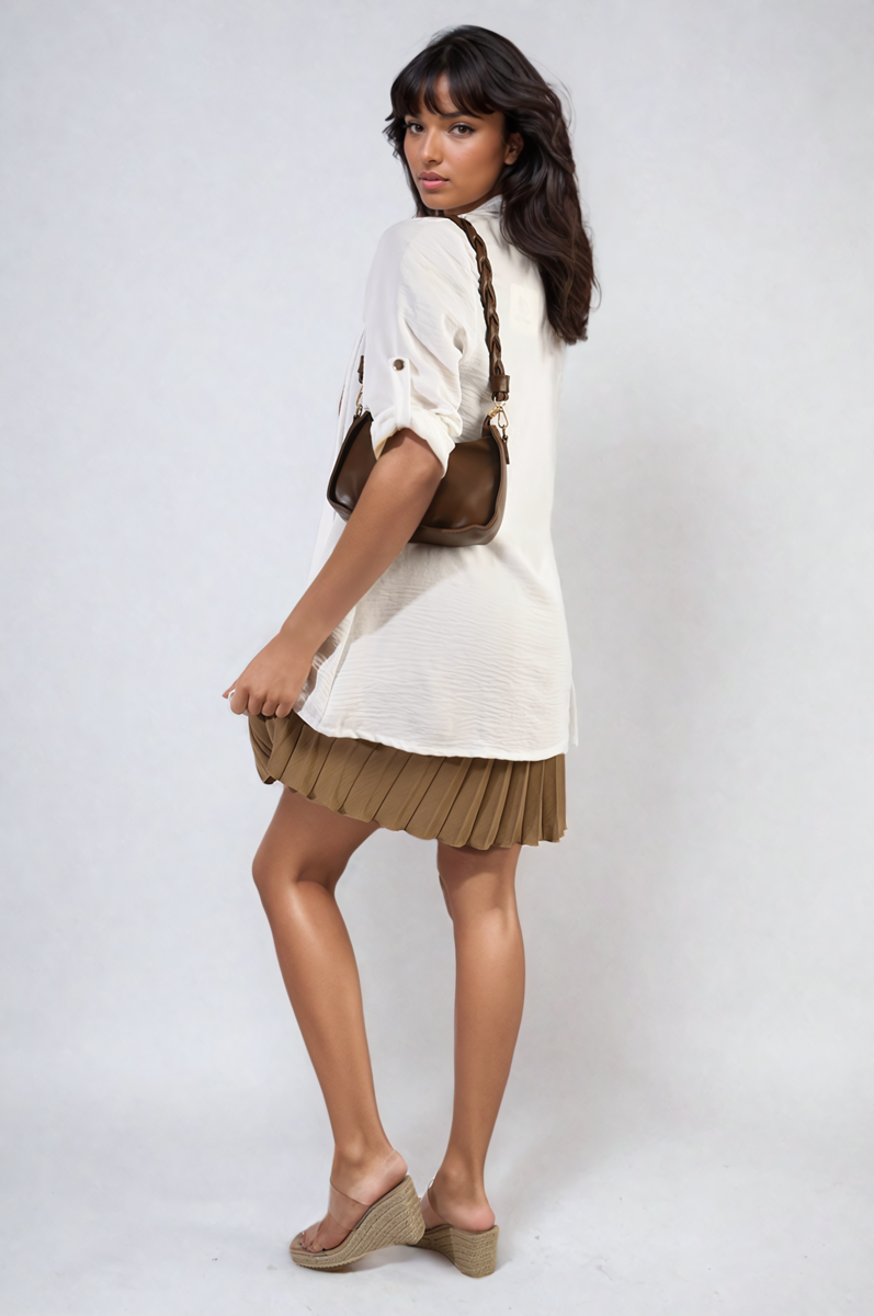 Vivian Open Front Roll Up Sleeve Cardigan