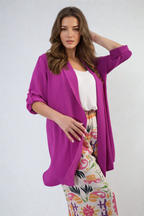 Vivian Open Front Roll Up Sleeve Cardigan