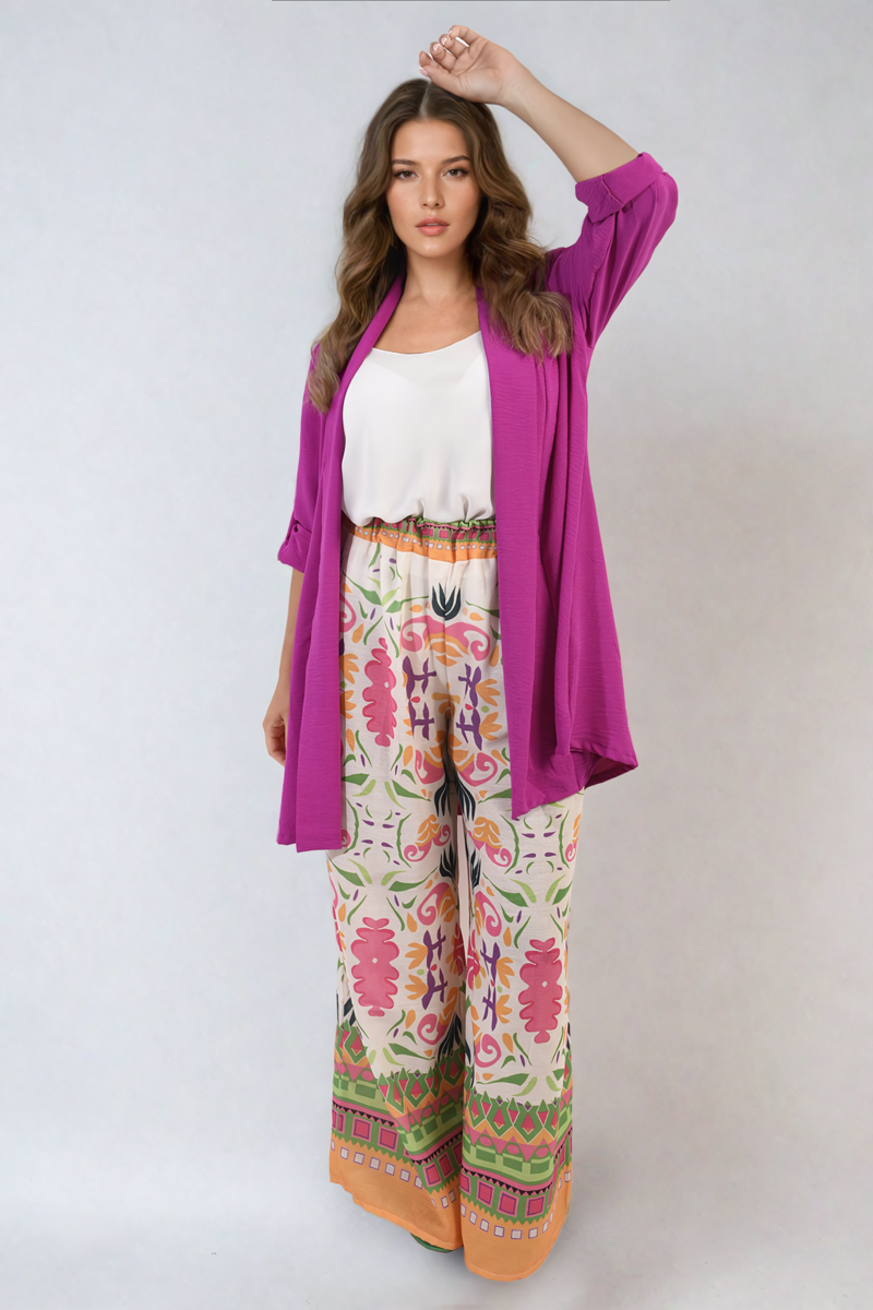 Vivian Open Front Roll Up Sleeve Cardigan