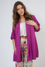 Vivian Open Front Roll Up Sleeve Cardigan